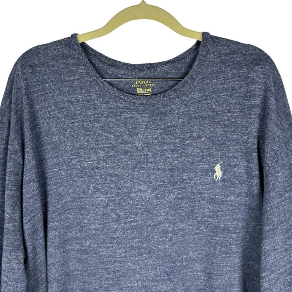 Polo Ralph Lauren Blue Jersey Cotton Long Sleeve Crew Neck Top‎ SZ XXL Casual